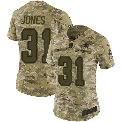 Dallas Cowboys #31 Byron Jones Camo Women's Stitched Limited 2018 Salute to Service Jersey Womens cheap jerseys for sale - CheapJerseys.Shop
