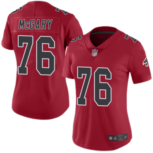 Atlanta Falcons #76 Kaleb McGary Red Women's Stitched Limited Rush Jersey Womens cheap jerseys for sale - CheapJerseys.Shop