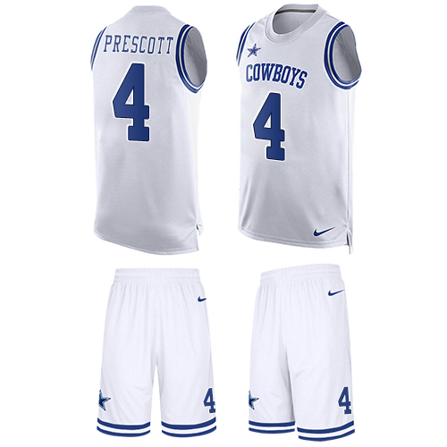 Cowboys #4 Dak Prescott White Men's Stitched Limited Tank Top Suit Jersey cheap jerseys for sale - CheapJerseys.Shop