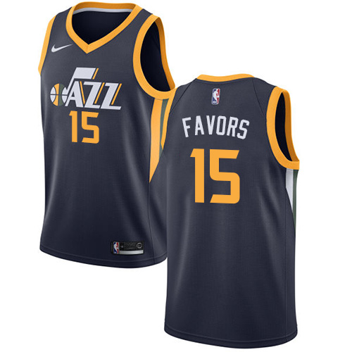 Utah Jazz #15 Derrick Favors Navy Swingman Icon Edition Jersey Mens cheap jerseys for sale - CheapJerseys.Shop