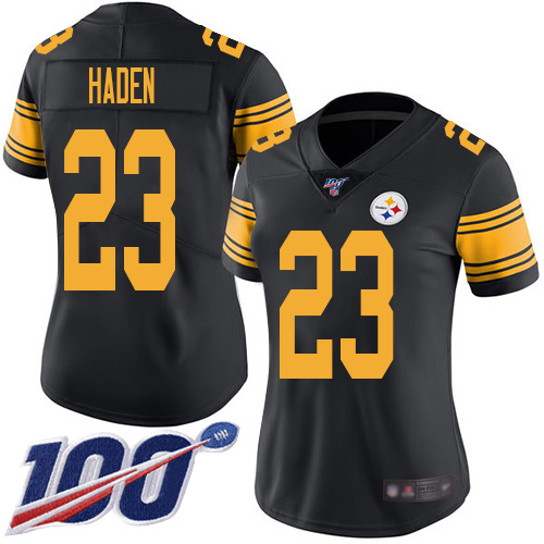 Pittsburgh Steelers #23 Joe Haden Black Women's Stitched Limited Rush 100th Season Jersey Womens cheap jerseys for sale - CheapJerseys.Shop