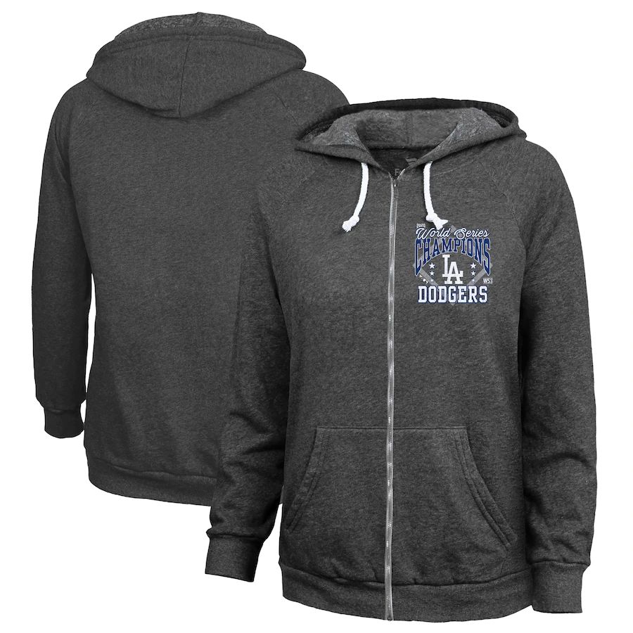 Los Angeles Dodgers Women's 2020 World Series Champions Victory Tri-Blend Full-Zip Hoodie Charcoal cheap jerseys for sale - CheapJerseys.Shop