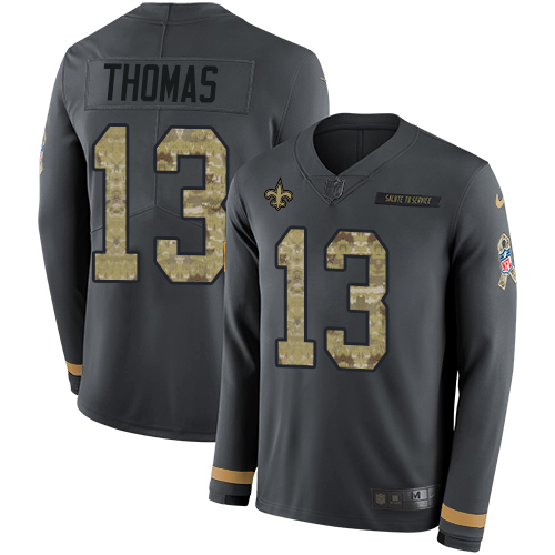 Saints #13 Michael Thomas Anthracite Salute To Service Youth Stitched Limited Therma Long Sleeve Jersey cheap jerseys for sale - CheapJerseys.Shop