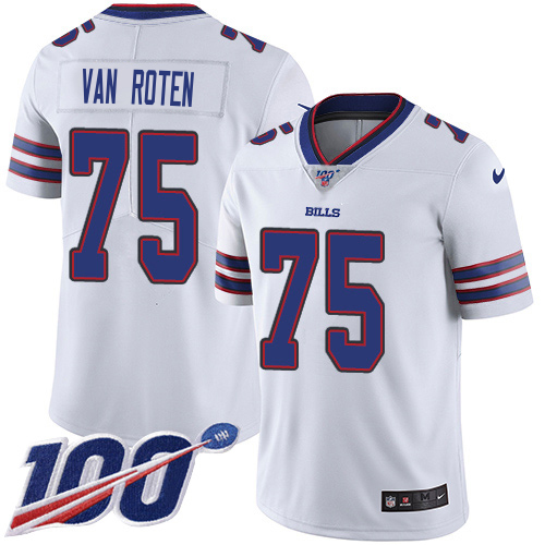 Bills #75 Greg Van Roten White Youth Stitched 100th Season Vapor Limited Jersey cheap jerseys for sale - CheapJerseys.Shop