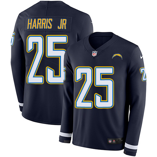 Los Angeles Chargers #25 Chris Harris Jr Navy Blue Team Color Men's Stitched Limited Therma Long Sleeve Jersey Men's cheap jerseys for sale - CheapJerseys.Shop