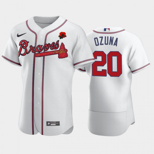 Atlanta Atlanta Braves #20 Marcell Ozuna Men's Authentic 2021 Memorial Day Jersey - White Men's cheap jerseys for sale - CheapJerseys.Shop