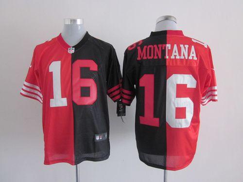49ers #16 Joe Montana Black/Red Men's Stitched Elite Split Jersey cheap jerseys for sale - CheapJerseys.Shop