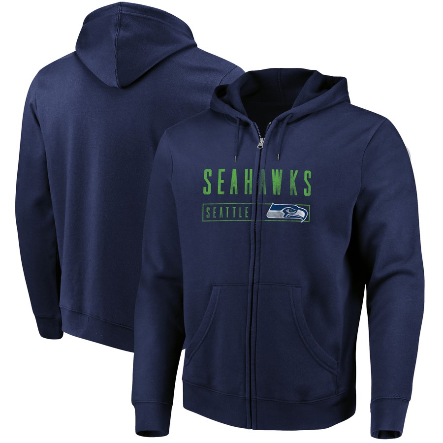 Seattle Seahawks Majestic Hyper Stack Full-Zip Hoodie College Navy cheap jerseys for sale - CheapJerseys.Shop