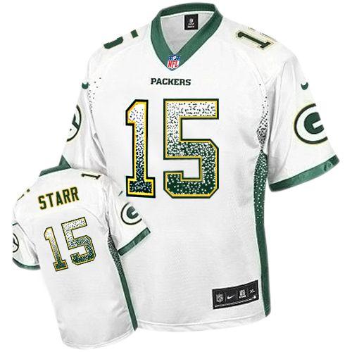 Packers #15 Bart Starr White Men's Stitched Elite Drift Fashion Jersey cheap jerseys for sale - CheapJerseys.Shop