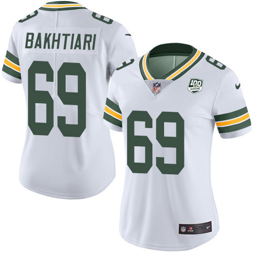 Green Bay Packers #69 David Bakhtiari White Women's 100th Season Stitched Vapor Untouchable Limited Jersey Womens cheap jerseys for sale - CheapJerseys.Shop