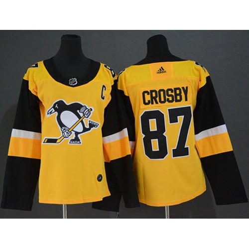 Pittsburgh Penguins #87 Sidney Crosby Gold Alternate Authentic Women's Stitched Jersey Womens cheap jerseys for sale - CheapJerseys.Shop
