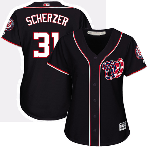 Washington Nationals #31 Max Scherzer Navy Blue Alternate Women's Stitched Jersey Womens cheap jerseys for sale - CheapJerseys.Shop