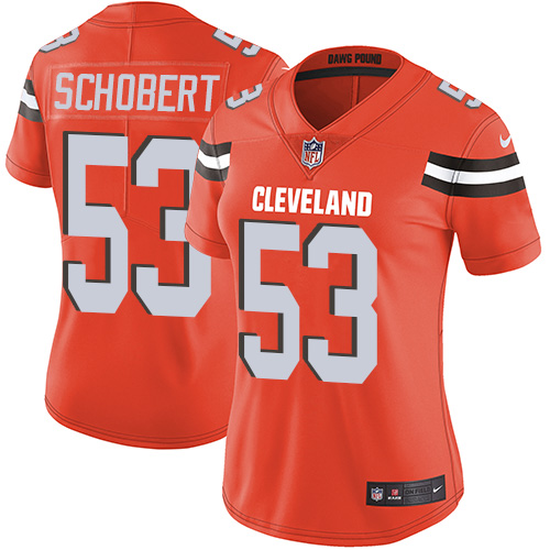 Cleveland Browns #53 Joe Schobert Orange Alternate Women's Stitched Vapor Untouchable Limited Jersey Womens cheap jerseys for sale - CheapJerseys.Shop