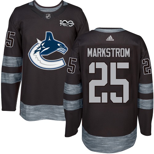 Vancouver Canucks #25 Jacob Markstrom Black 1917-2017 100th Anniversary Stitched Jersey Men's cheap jerseys for sale - CheapJerseys.Shop