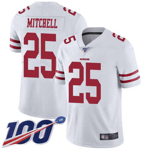 49ers #25 Elijah Mitchell White Youth Stitched 100th Season Vapor Limited Jersey cheap jerseys for sale - CheapJerseys.Shop