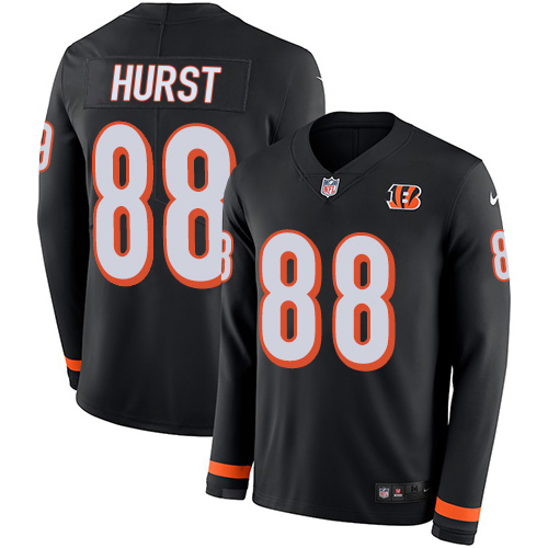 Bengals #88 Hayden Hurst Black Team Color Men's Stitched Limited Therma Long Sleeve Jersey cheap jerseys for sale - CheapJerseys.Shop
