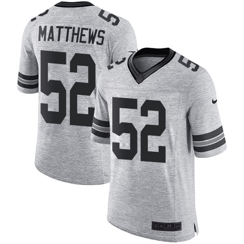 Green Bay Packers #52 Clay Matthews Gray Men's Stitched Limited Gridiron Gray II Jersey Men's cheap jerseys for sale - CheapJerseys.Shop