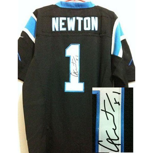 Carolina Panthers #1 Cam Newton Black Team Color Men's Stitched Elite Autographed Jersey Men's cheap jerseys for sale - CheapJerseys.Shop