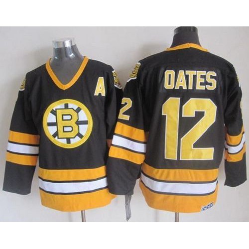 Boston Bruins #12 Adam Oates Black/Yellow CCM Throwback Stitched Jersey Men's cheap jerseys for sale - CheapJerseys.Shop