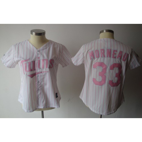 Minnesota Twins #33 Justin Morneau White Pink Number Women's Fashion Stitched Jersey Womens cheap jerseys for sale - CheapJerseys.Shop