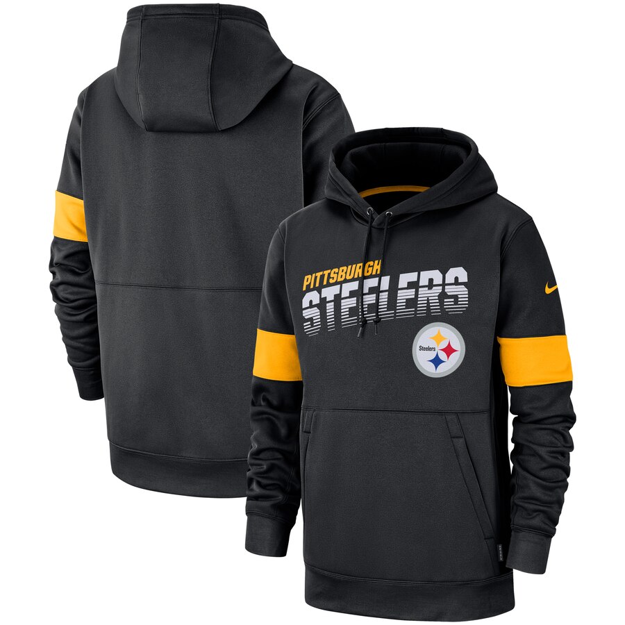 Pittsburgh Steelers Sideline Team Logo Performance Pullover Hoodie Black cheap jerseys for sale - CheapJerseys.Shop