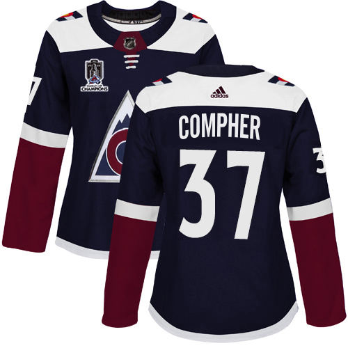 Colorado Avalanche #37 J.T. Compher Navy Women's 2022 Stanley Cup Champions Alternate Authentic Stitched Jersey Womens cheap jerseys for sale - CheapJerseys.Shop