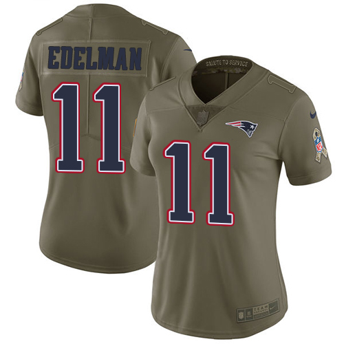 Patriots #11 Julian Edelman Olive Women's Stitched Limited 2017 Salute To Service Jersey cheap jerseys for sale - CheapJerseys.Shop