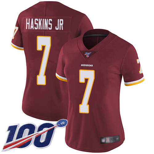 Washington Commanders #7 Dwayne Haskins Jr Burgundy Red Team Color Women's Stitched 100th Season Vapor Limited Jersey Womens cheap jerseys for sale - CheapJerseys.Shop