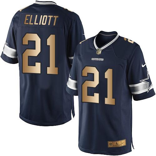 Cowboys #21 Ezekiel Elliott Navy Blue Team Color Men's Stitched Limited Gold Jersey cheap jerseys for sale - CheapJerseys.Shop