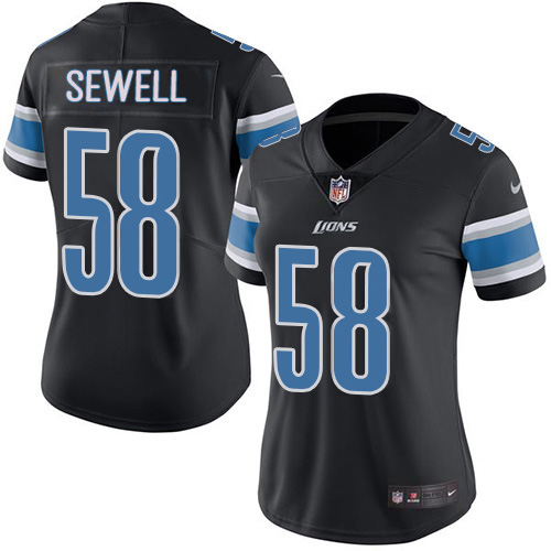 Detroit Detroit Lions #58 Penei Sewell Black Women's Stitched Limited Rush Jersey Womens cheap jerseys for sale - CheapJerseys.Shop