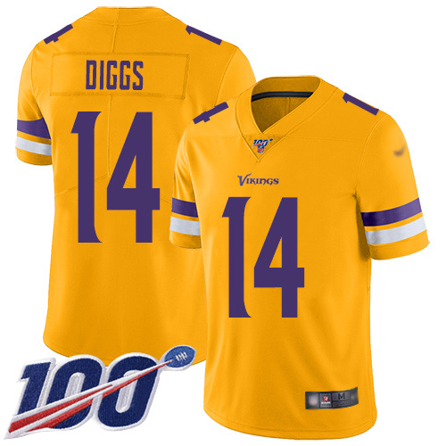 Minnesota Vikings #14 Stefon Diggs Gold Men's Stitched Limited Inverted Legend 100th Season Jersey Men's cheap jerseys for sale - CheapJerseys.Shop