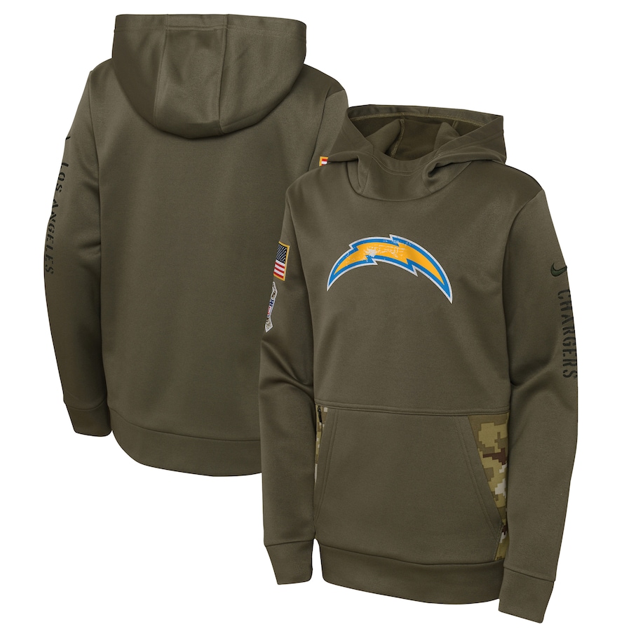 Los Angeles Chargers Youth 2022 Salute To Service Performance Pullover Hoodie - Olive cheap jerseys for sale - CheapJerseys.Shop