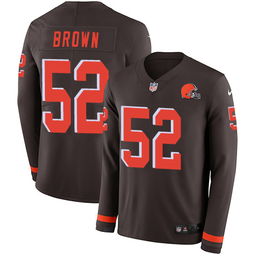 Cleveland Browns #52 Preston Brown Brown Team Color Men's Stitched Limited Therma Long Sleeve Jersey Men's cheap jerseys for sale - CheapJerseys.Shop