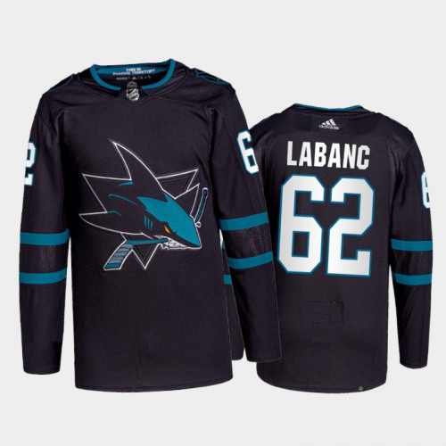 San Jose Sharks #62 Kevin Labanc Men's 2021-22 Alternate Authentic Jersey - Black Men's cheap jerseys for sale - CheapJerseys.Shop