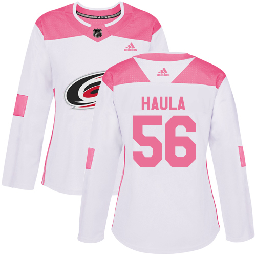Carolina Hurricanes #56 Erik Haula White/Pink Authentic Fashion Women's Stitched Jersey Womens cheap jerseys for sale - CheapJerseys.Shop