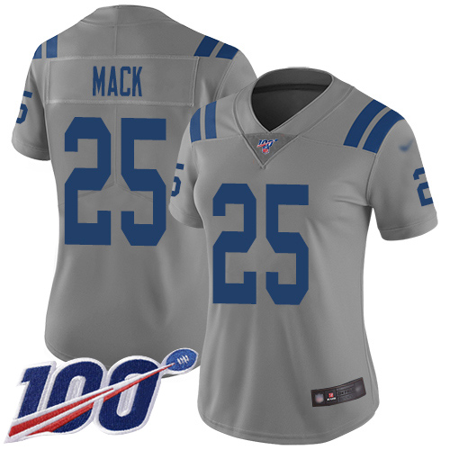 Indianapolis Colts #25 Marlon Mack Gray Women's Stitched Limited Inverted Legend 100th Season Jersey Womens cheap jerseys for sale - CheapJerseys.Shop