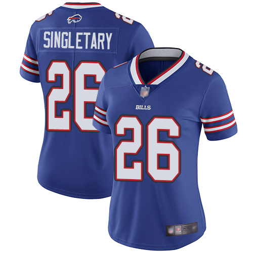 Buffalo Bills #26 Devin Singletary Royal Blue Team Color Women's Stitched Vapor Untouchable Limited Jersey Womens cheap jerseys for sale - CheapJerseys.Shop