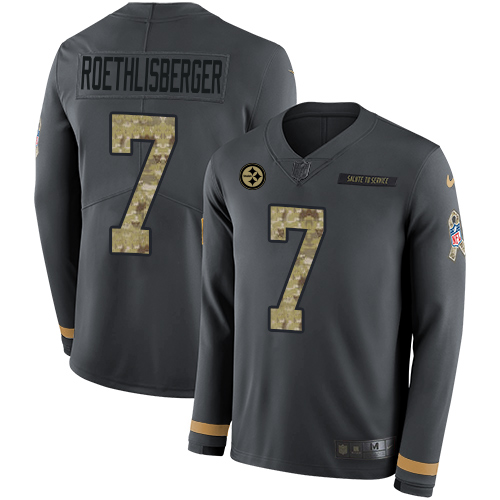 Pittsburgh Steelers #7 Ben Roethlisberger Anthracite Salute to Service Youth Stitched Limited Therma Long Sleeve Jersey Youth cheap jerseys for sale - CheapJerseys.Shop