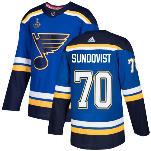 St. Louis Blues #70 Oskar Sundqvist Blue Home Authentic 2019 Stanley Cup Champions Stitched Jersey Men's cheap jerseys for sale - CheapJerseys.Shop