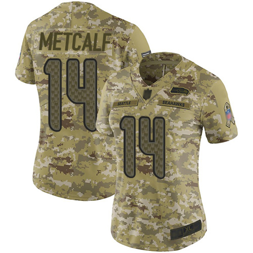 Seahawks #14 D.K. Metcalf Camo Women's Stitched Limited 2018 Salute To Service Jersey cheap jerseys for sale - CheapJerseys.Shop