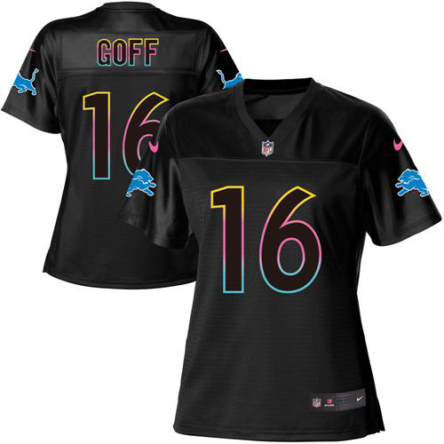 Detroit Lions #16 Jared Goff Black Women's Fashion Game Jersey cheap jerseys for sale - CheapJerseys.Shop