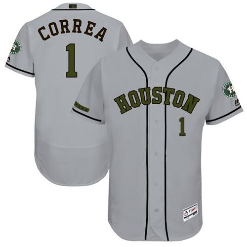 Houston Astros #1 Carlos Correa Grey Flexbase Authentic Collection Memorial Day Stitched Jersey Men's cheap jerseys for sale - CheapJerseys.Shop