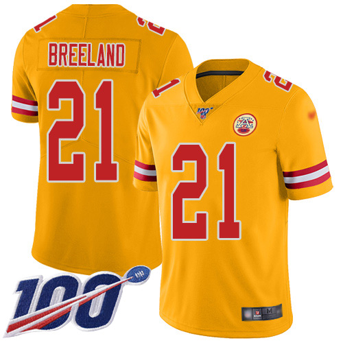 Kansas City Chiefs #21 Bashaud Breeland Gold Men's Stitched Limited Inverted Legend 100th Season Jersey Men's cheap jerseys for sale - CheapJerseys.Shop