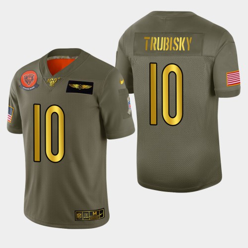 Chicago Chicago Bears #10 Mitchell Trubisky Men's Olive Gold 2019 Salute to Service Limited 100 Jersey Men's cheap jerseys for sale - CheapJerseys.Shop