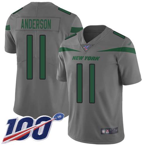 New York Jets #11 Robby Anderson Gray Men's Stitched Limited Inverted Legend 100th Season Jersey Men's cheap jerseys for sale - CheapJerseys.Shop