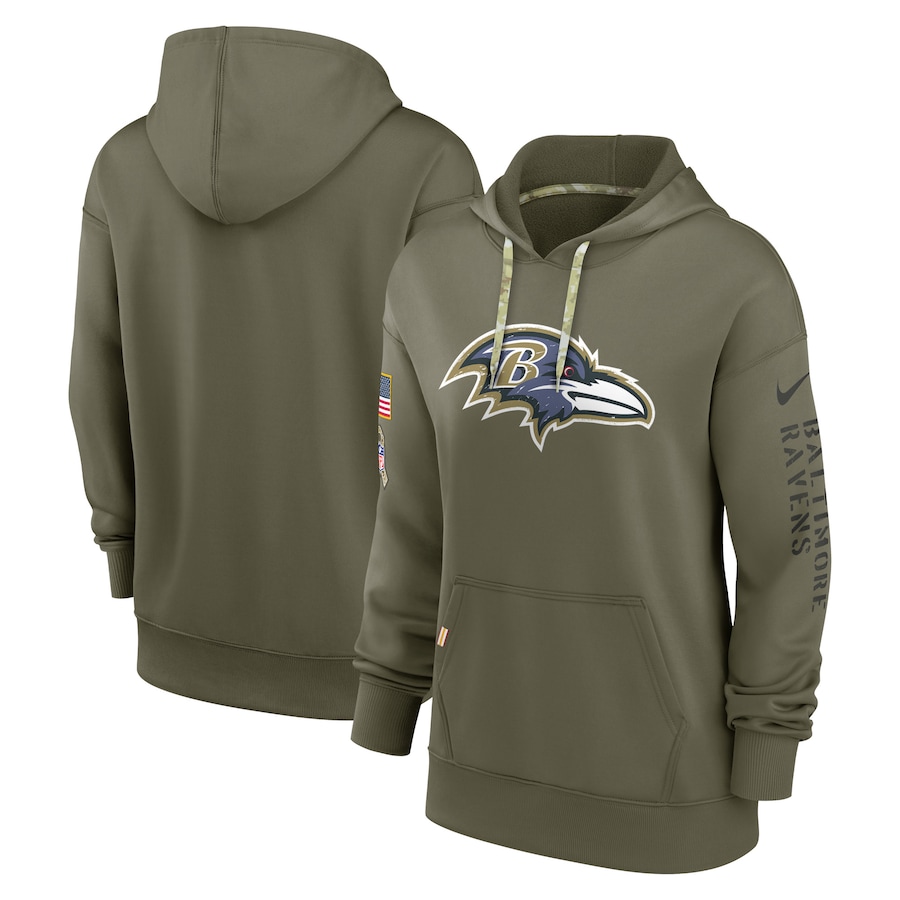 Baltimore Ravens Women's 2022 Salute To Service Performance Pullover Hoodie - Olive cheap jerseys for sale - CheapJerseys.Shop
