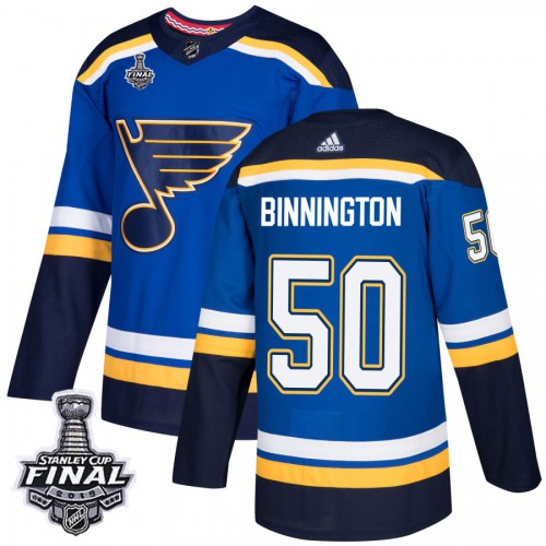 St. Louis Blues #50 Jordan Binnington Blue Home Authentic 2019 Stanley Cup Final Stitched Jersey Men's cheap jerseys for sale - CheapJerseys.Shop