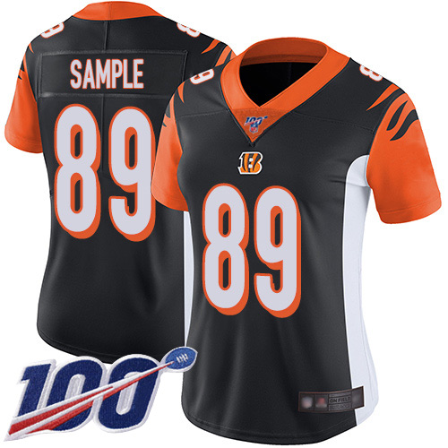 Cincinnati Bengals #89 Drew Sample Black Team Color Women's Stitched 100th Season Vapor Limited Jersey Womens cheap jerseys for sale - CheapJerseys.Shop