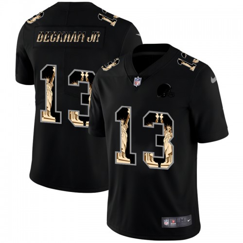 Cleveland Cleveland Browns #13 Odell Beckham Jr Carbon Black Vapor Statue Of Liberty Limited Jersey Men's cheap jerseys for sale - CheapJerseys.Shop