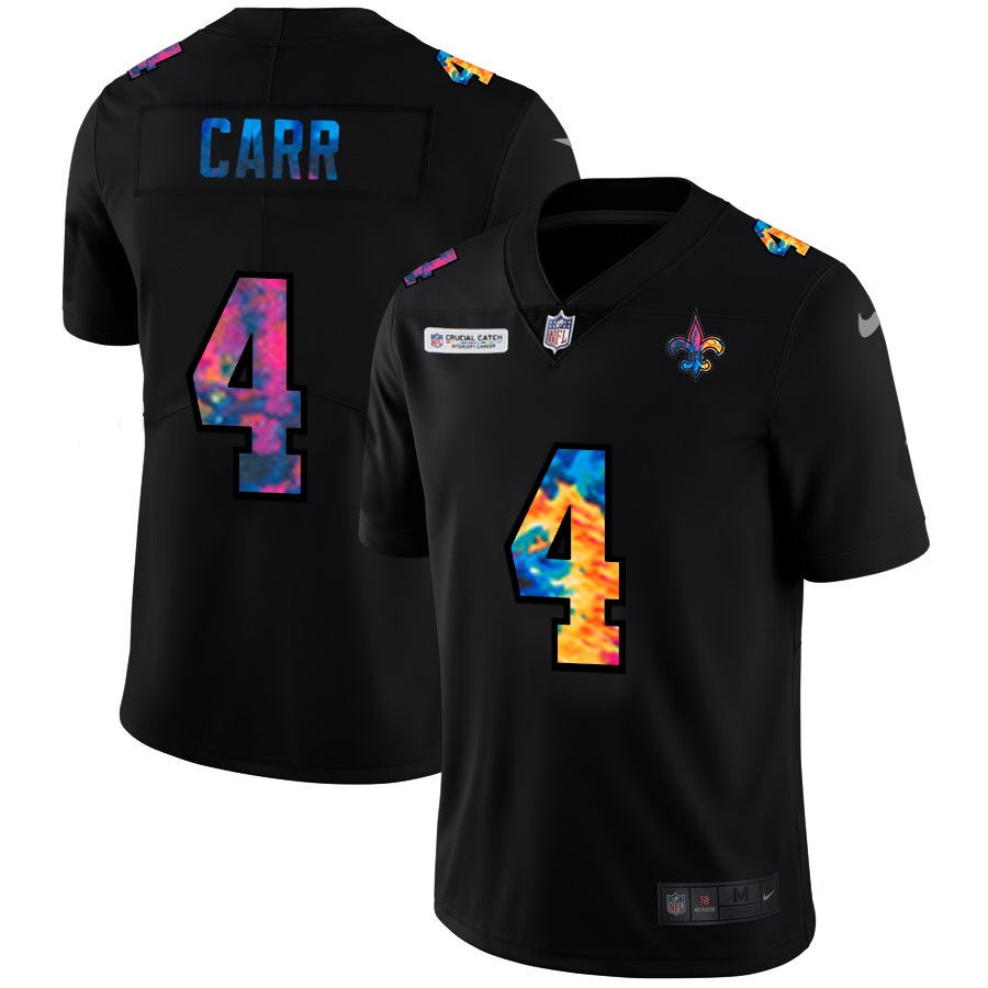 New Orleans Saints #4 Derek Carr Men's Multi-Color Black 2020 Crucial Catch Vapor Untouchable Limited Jersey cheap jerseys for sale - CheapJerseys.Shop